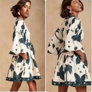 NWT Banana Republic “Zimmerman Style”White with Dark Teal Butterfly 🦋 Print 6P